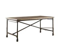 CFY652 PC Desk Rolling PC Desk with Wheels, Vintage Industrial Style Table Wood Study Writing with Metal Frame Workstations(M)