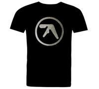 CFZQYALNB Aphex Twin Graphite Metallic Print. Full Cotton Black T Shirt. Warp Records