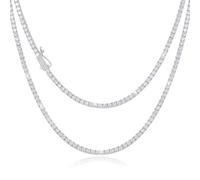 CG&KYGG 3MM Tennis Chains for Men Women, 18K Real White Gold Plated Iced Out Necklace, Gift for Birthday & Holiday(New Double Safety Cubic Zirconia Clasp, Delicate Packing), 18 Inch, Gold Plated
