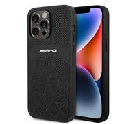 CG MOBILE amg Compatible with Magsafe Genuine Leather Case with Perforated Leather and Curved Lines Bumper Protection/Scratch-Resistant, Compatible with iPhone 14 Pro Max 6.7 black
