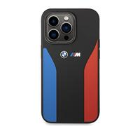 CG MOBILE BMW BMHCP15L22SCSK Case for iPhone 15 Pro 6.1" Black Silicone Blue&Red Stripes M Collection