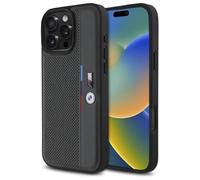 CG Mobile BMW BMHCP16L23PUPVA Case for iPhone 16 Pro 6.3 Inch Anthracite Hard Case M Perforated Tricolour Detail Line