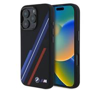 CG MOBILE BMW HC M Phone Case Designed for iPhone 16 Pro, Durable, Shock Proof, Compatible with Magsafe, Silicone Random Lines Case Black