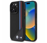 CG MOBILE BMW HC M Phone Case Designed for iPhone 16 Pro Max, Durable, Shock Proof, Compatible with Magsafe, PU Meshed Tricolor Stripes Case Black