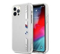 CG MOBILE BMW Phone Case for iPhone 12 Pro Max in Clear with Silver Strip, Anti-Scratch, Comfortable & Durable Hard Case with Accessible Ports, Shock Absorption & Signature Logo