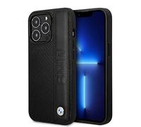 CG MOBILE BMW Phone Case for iPhone 14 Pro Max Signature Collection in Black Textured Case, Real Leather Protective & Durable Case with Easy Snap-on, Shock Absorption & Signature Logo