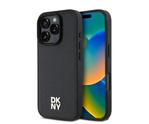 CG MOBILE DKNY DKHMP16XPSHRPSK Case for iPhone 16 Pro Max 6.9 Inch Black Repeat Pattern Stack Logo Compatible
