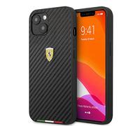 CG MOBILE Ferrari Phone Case, Carbon Fiber Imitation PU, Glossy, Black, for Apple iPhone 13 Mini