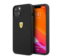CG MOBILE Ferrari Phone Case for iPhone 13 in All Black with Microfiber Interior, Silicone Smooth & Anti-Scratch Protective Case with Easy Snap-on, Shock Absorption & Signature Logo