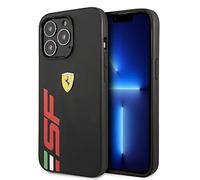 CG MOBILE Ferrari Phone Case for iPhone 13 Pro in Black with Big Red SF Logo, PU Leather Protective, Durable & Anti-Scratch Case with Easy Snap-on & Shock Absorption