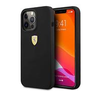 CG MOBILE Ferrari Phone Case for iPhone 13 Pro in Black with Microfiber Interior, Smooth Anti-Scratch Silicone Protective Cover Easy Snap-on Shock Absorbing Logo