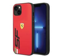 CG MOBILE Ferrari Phone Case for iPhone 14 Plus in Red with Big Black SF Logo, PU Leather Protective, Durable & Anti-Scratch Case with Easy Snap-on & Shock Absorption