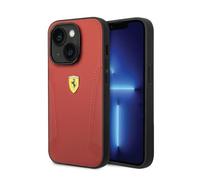 CG MOBILE Ferrari Phone Case for iPhone 14 Plus in Red with Hot Stamped Sides, Protective Real Leather, Durable & Anti-Scratch Case with Easy Snap-on, Shock Absorption & Signature Logo