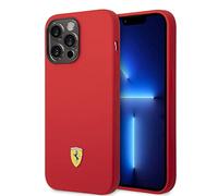 CG MOBILE Ferrari Phone Case for iPhone 14 Pro Max in Red with Black Camera Outline, Liquid Silicone Smooth & Anti-Scratch Protective Case with Easy Snap-on, Shock Absorption & Signature Logo