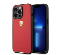 CG MOBILE Ferrari Phone Case for iPhone 14 Pro Max in Red with Italian Flag Line, PU Leather Protective & Durable Case with Easy Snap-on, Shock Absorption & Signature Logo