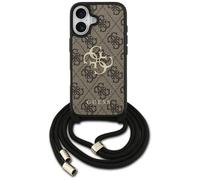 CG MOBILE Guess 4G Big Logo Cord Stap Crossbody Case for iPhone 17 (Brown)