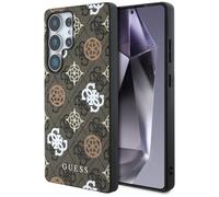 CG MOBILE Guess 4G Compatible with MagSafe with Coloured Peony Pattern Case for Samsung Galaxy S25 Ultra (Brown)