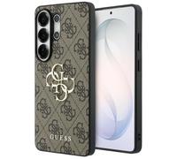 Guess Case Brown Galaxy S26 Ultra Synthetic Leather Big Logo Golden Metal