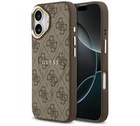 CG MOBILE Guess 4G PU Classic Logo Compatible with MagSafe Case for iPhone 17 (Brown)