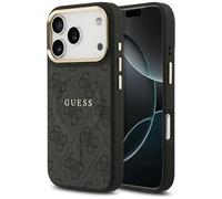 CG MOBILE Guess 4G PU Classic Logo Compatible with MagSafe Case for iPhone 17 Pro (Black)