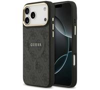 CG MOBILE Guess 4G PU Classic Logo Compatible with MagSafe Case for iPhone 17 Pro Max (Black)