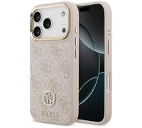 CG MOBILE Guess 4G Rhinestone Logo Compatible with MagSafe Case for iPhone 17 Pro (Pink)