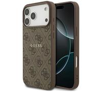 CG MOBILE Guess 4G Ring Classic Logo Compatible with MagSafe Case for iPhone 17 Pro Max (Brown)