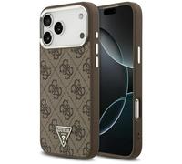 CG MOBILE Guess 4G Triangle Logo Compatible with MagSafe Case for iPhone 17 Pro Max (Brown/Silver)