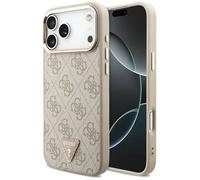 CG MOBILE Guess 4G Triangle Logo Compatible with MagSafe Case for iPhone 17 Pro Max (Pink/Gold)