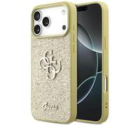 CG MOBILE Guess Fixed Glitter Large 4G Case for iPhone 17 Pro Max (Gold)