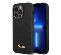 Guess Glitter Flakes Metal Logo Case, Transparent/Silver - iPhone 14 Pro Max
