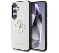 CG MOBILE Guess Grained Big 4G Logo Small Classic Logo Case for Samsung Galaxy S25 (Beige)