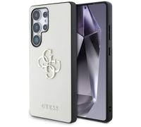 CG MOBILE Guess Grained Big 4G Logo Small Classic Logo Case for Samsung Galaxy S25 Ultra (Beige)