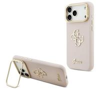 Guess Grained Big 4G Stand Camera Case for iPhone 17 Pro Max 6.9" Pink