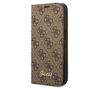 CG MOBILE Guess GUBKP14XHG4SHW Case for iPhone 14 Pro Max 6.7 Inches Brown Book 4G Vintage Gold Logo