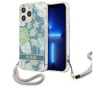 CG MOBILE Guess GUHCP13XHFLSN Hard Case for iPhone 13 Pro Max 6.7 Inches Green/Flower Strap