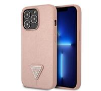 CG MOBILE Guess GUHCP13XPSATLP Case for iPhone 13 Pro Max 6.7 Inch Pink SaffianoTriangle Logo