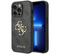CG MOBILE GUESS GUHCP15L4GMGGR Case for iPhone 15 Pro 6.1 Inch Grey Hard Case 4G Big Metal Logo