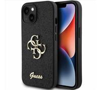 CG MOBILE Guess GUHCP15MHG4SGK Case for iPhone 15 Plus 6.7 Inch Black Hard Case Glitter Script Big 4G