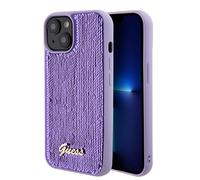 CG MOBILE Guess GUHCP15SPSFDGSU Hard Case for iPhone 15 6.1 Inches Purple Sequined Script Metal, Lilac, x, X