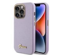 CG MOBILE Guess GUHCP15XPGMCSL Case for iPhone 15 Pro Max 6.7 Inch Purple Hard Case Glitter Glossy Script