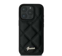 CG Mobile Guess GUHCP16MPSQSQSK Case for iPhone 16 Plus 6.7 Inch Black Hard Case Quilted Metal Logo