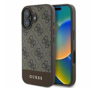 CG Mobile Guess GUHCP16SG4GLBR Case for iPhone 16 6.1 Inch Brown Hard Case 4G Bottom Stripe