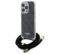 CG MOBILE Guess GUHCP16XHC4SEK Case for iPhone 16 Pro Max 6.9 Inch Black Crossbody Cord 4G Print