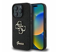 Guess PU Fixed Glitter 4G Metal Logo Case for iPhone 16 Pro Max 6.9" Black - New