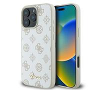 CG MOBILE Guess GUHMP16LPGPYSH Case for iPhone 16 Pro 6.3 Inch White Hard Case Peony Script Logo