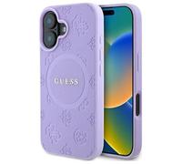 CG MOBILE Guess GUHMP16MPSAPSMEU Case for iPhone 16 Plus 6.7 Inch Purple Saffiano Peony Classic Logo