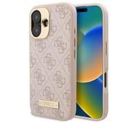 CG Mobile Guess GUHMP16SU4GPRP Case for iPhone 16 6.1 Inch Pink Hard Case 4G Logo Plate
