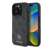 CG MOBILE Guess HC Phone Case Designed for iPhone 16 Pro Max, Durable, Shock Proof, Compatible with Magsafe, PU 4G Small 4G and Classic Case Black
