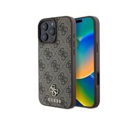 CG MOBILE Guess HC Phone Case Designed for iPhone 16 Pro Max, Durable, Shock Proof, Compatible with Magsafe, PU 4G Small 4G and Classic Case Brown